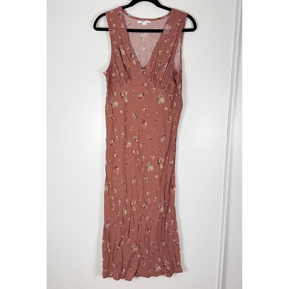 O'Neill Floral Midi Dress Womens Large Mauve Pink Boho Cottagecore